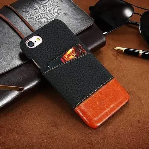 Floveme Litchi Stria Card Slot PU PC Case t For iPhone 7