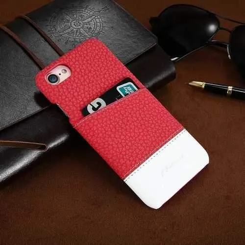 Floveme Litchi Stria Card Slot PU PC Case t For iPhone 7