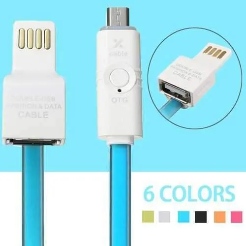 Double Side Plus 100cm USB2.0 To Micro USB Charging Data With OTG Adapter Cable
