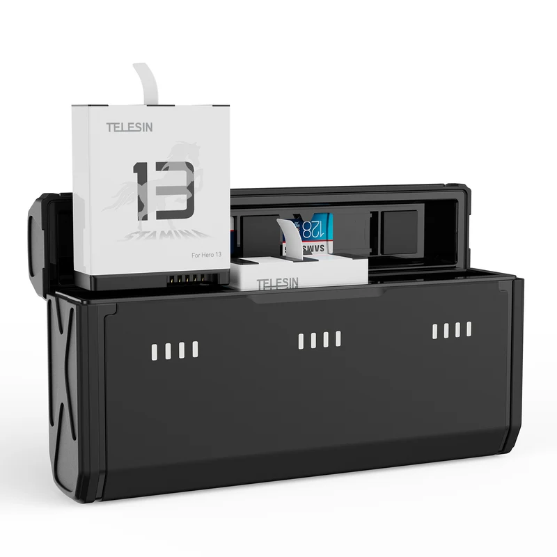 Telesin Pocket Triple Oplaadcase met 2 batterijen - voor GoPro 13
