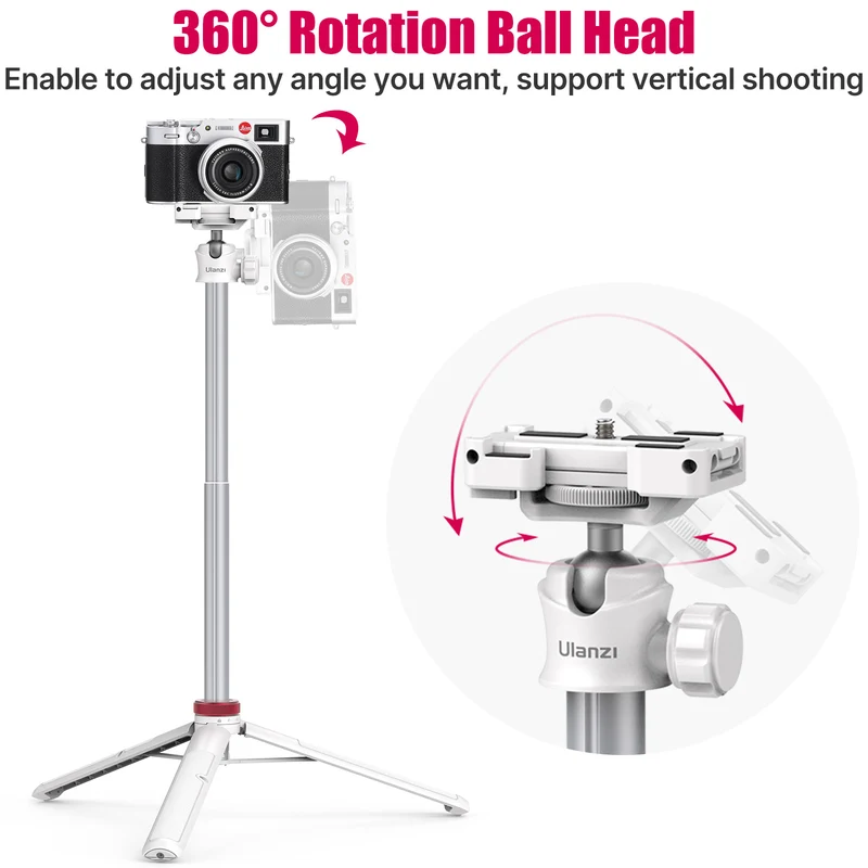 Ulanzi MT-44 Selfie-Stick-Stativ für Smartphone und Kamera – 146 cm – Weiß