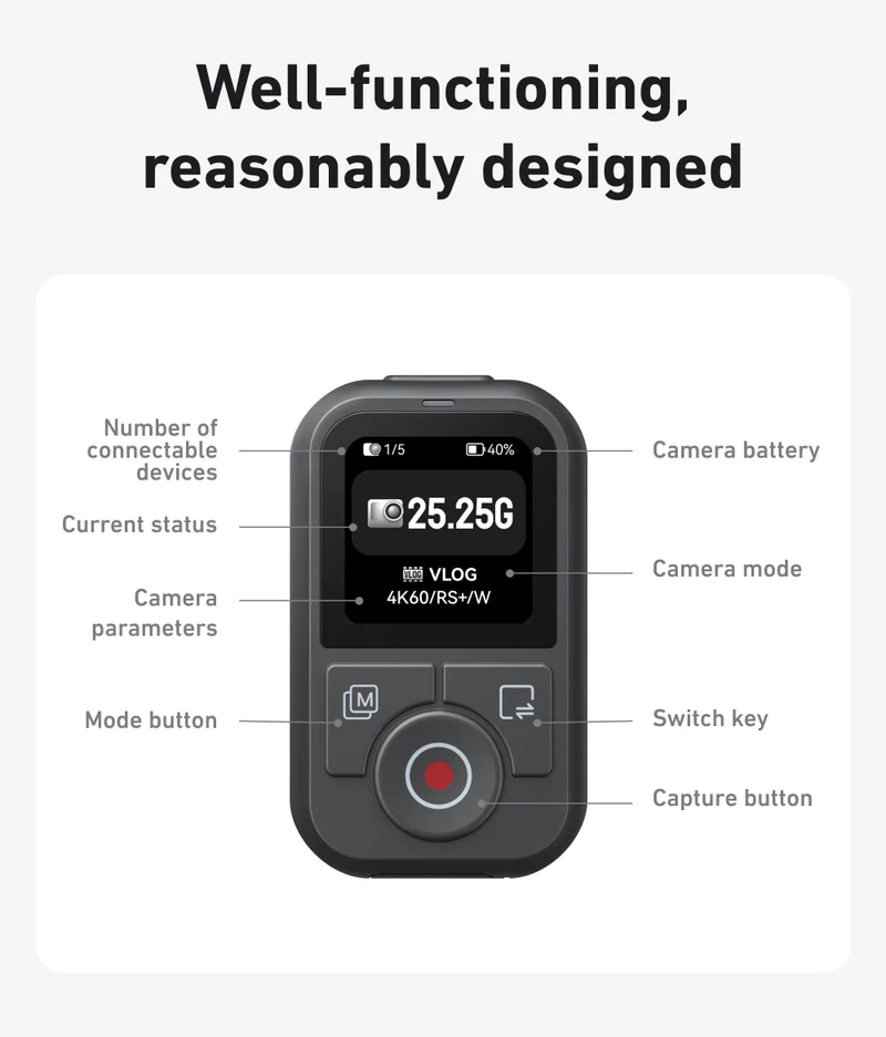 Telesin T13 Bluetooth-Fernbedienung für DJD Osmo Action – Wasserdicht
