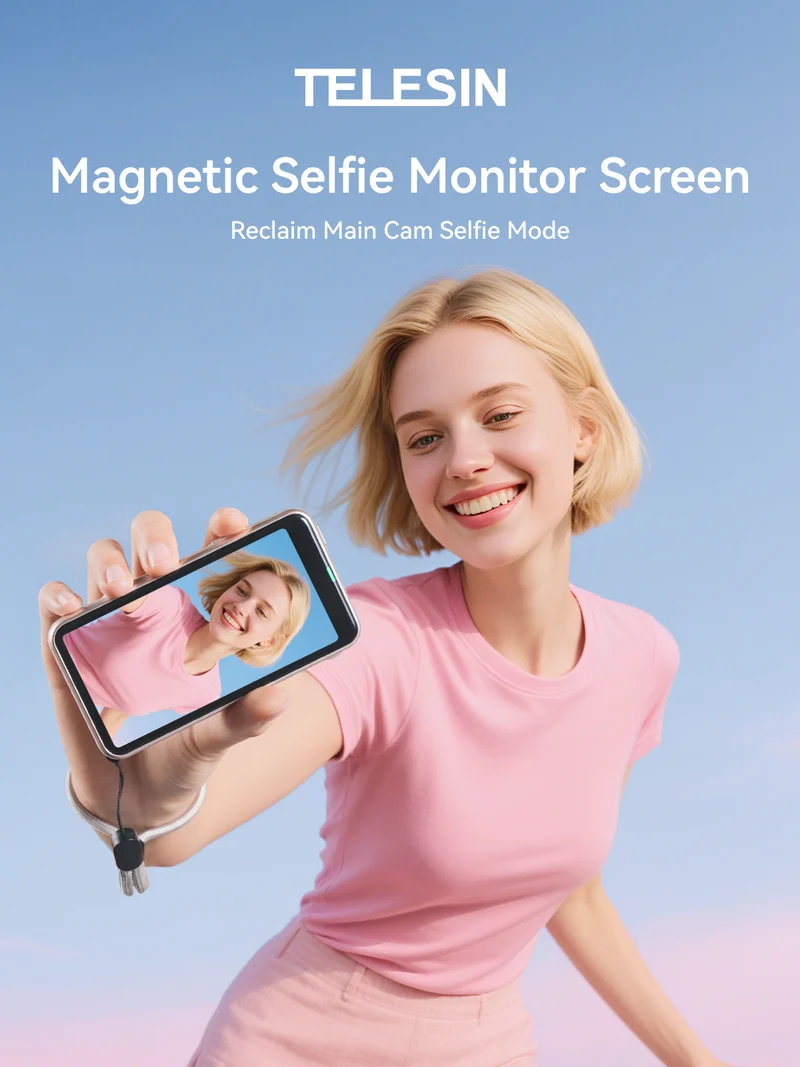 Telesin Selfie-Vlog-Monitor, magnetisch, 4 Zoll – Champagner