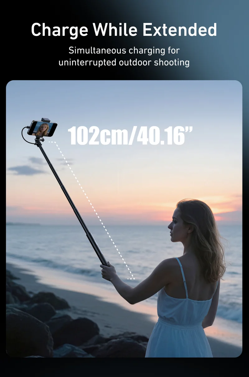 Telesin Power Selfie Stick 2.0 – 102 cm, 18 W, 5000 mAh