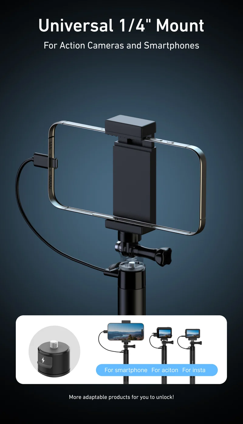 Telesin Power Selfie Stick 2.0 – 102 cm, 18 W, 5000 mAh