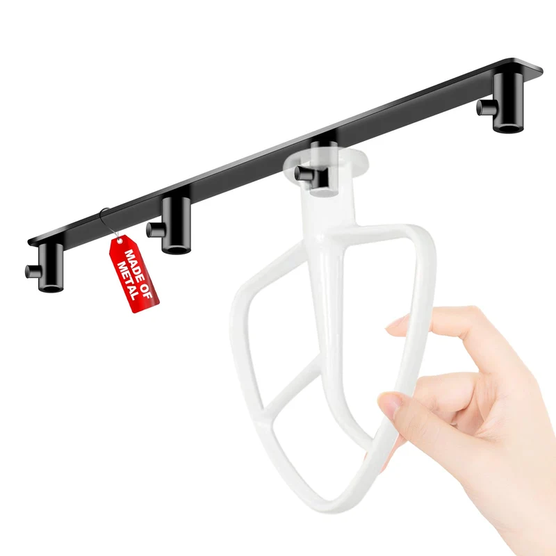 Tanggiteck 100% Metal Stand Mixer Attachment Holder Premium HeavyDuty Organizer with 4 Hooks, for Storage and Organizing Your