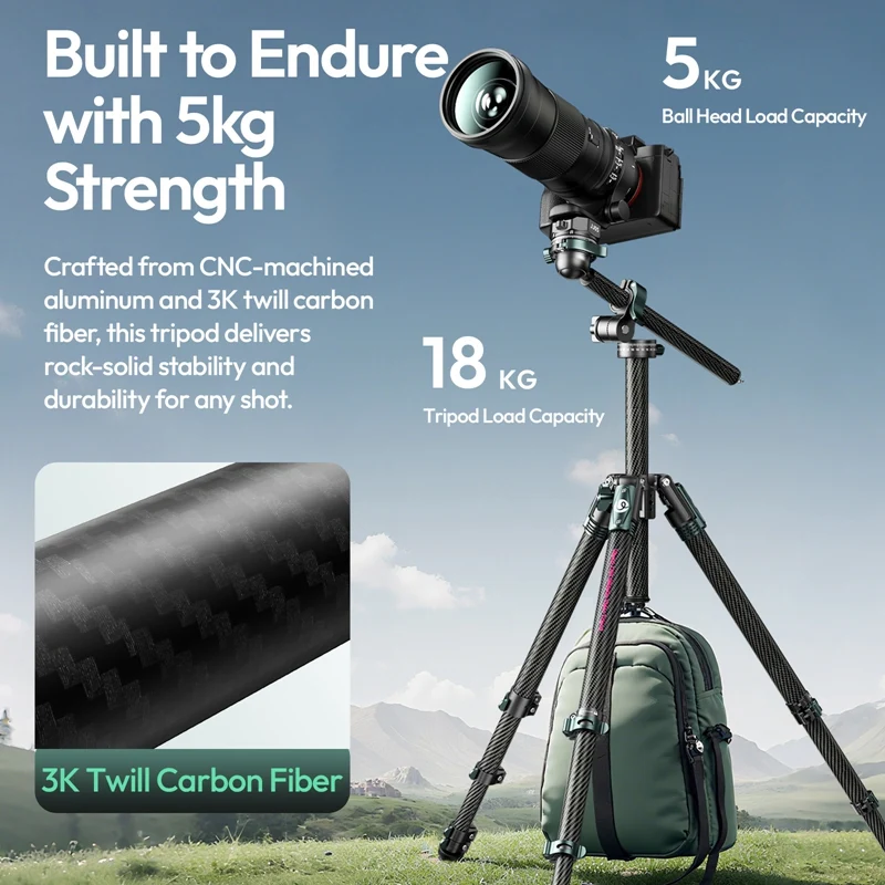 Ulanzi GlideGo JJ05 Carbon-Fotostativ mit neigbarem Arm