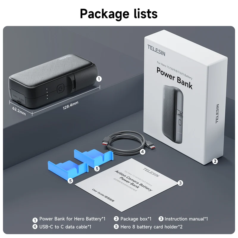 Telesin 10000mAh Powerbank für GoPro-Akkus bis zur GoPro 12