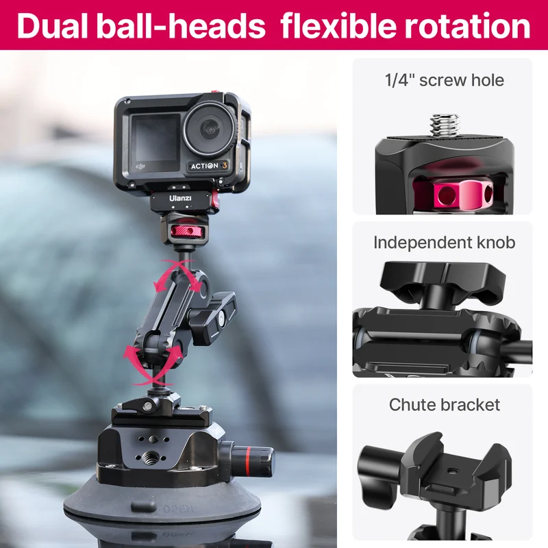 Ulanzi SC-02 Extra Starker 4,5 Zoll Saugnapf mit Magic Arm für Kamera - Bis zu 3kg