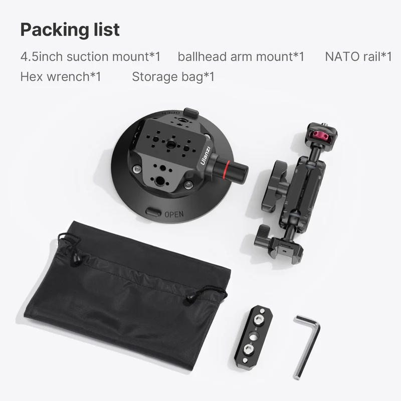Ulanzi SC-02 Extra Starker 4,5 Zoll Saugnapf mit Magic Arm für Kamera - Bis zu 3kg