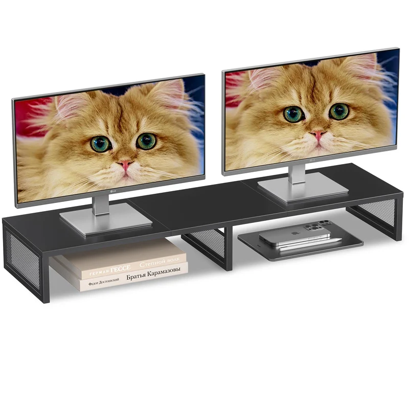 Gugsey Dual Computer Monitor Stand Riser, Desk Organizers and Accessories, Printer & TV Stand, Desk Shelf, Office Desk Accessori