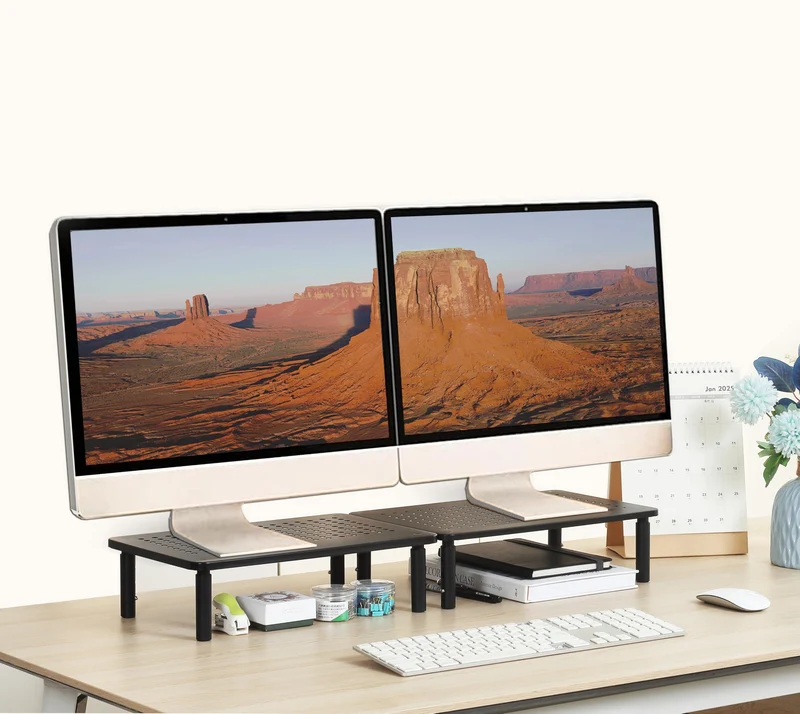 VONDETYR Monitor Stand for Desk Monitor Riser, Adjustable Laptop Riser, Desk Organizer Desktop Printer Laptop Storage Shelf, Mes