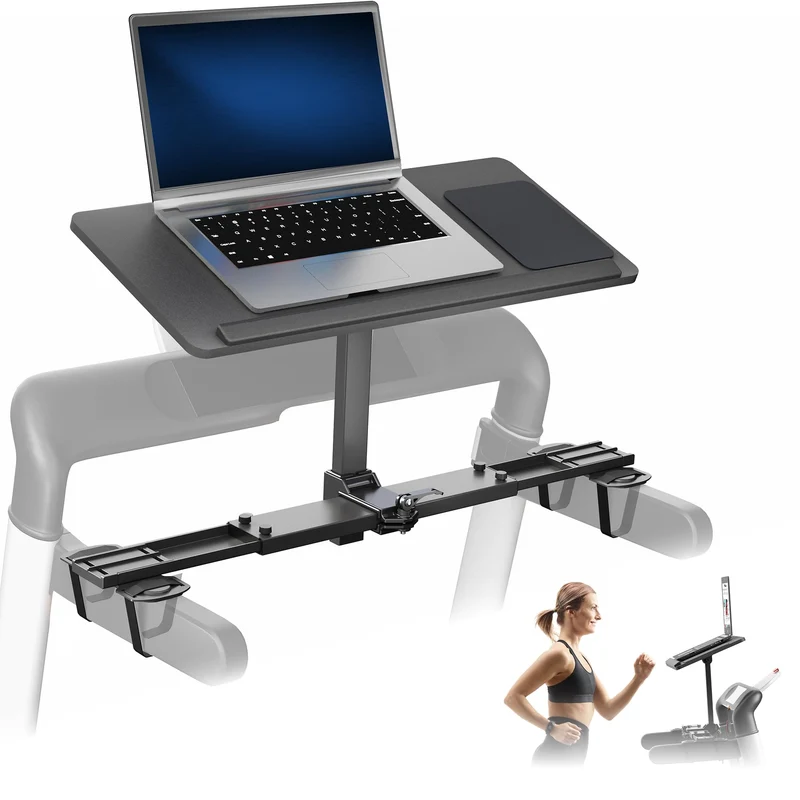 VIVO Wooden Laptop Treadmill Desk, Tilting Ergonomic Notebook Mount Stand with Mouse Pad and Wrist Support, Fits Both Round and