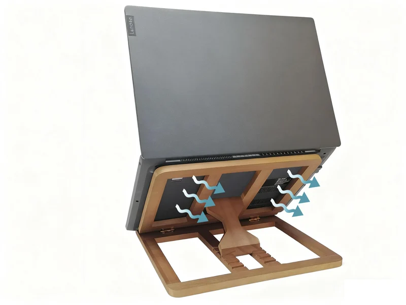 SummitRush Wooden Laptop Stand for Desk & Wood Style Laptop Stand, Foldable and Adjustable Ergonomic Notebook, Book, Phone & T