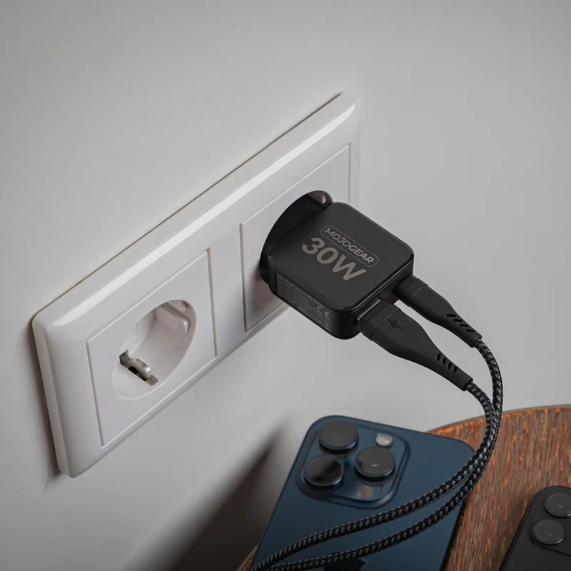 MOJOGEAR CHARGE+ Mini 30W USB-C-Ladegerät mit 2 USB/USB-C-Anschlüssen