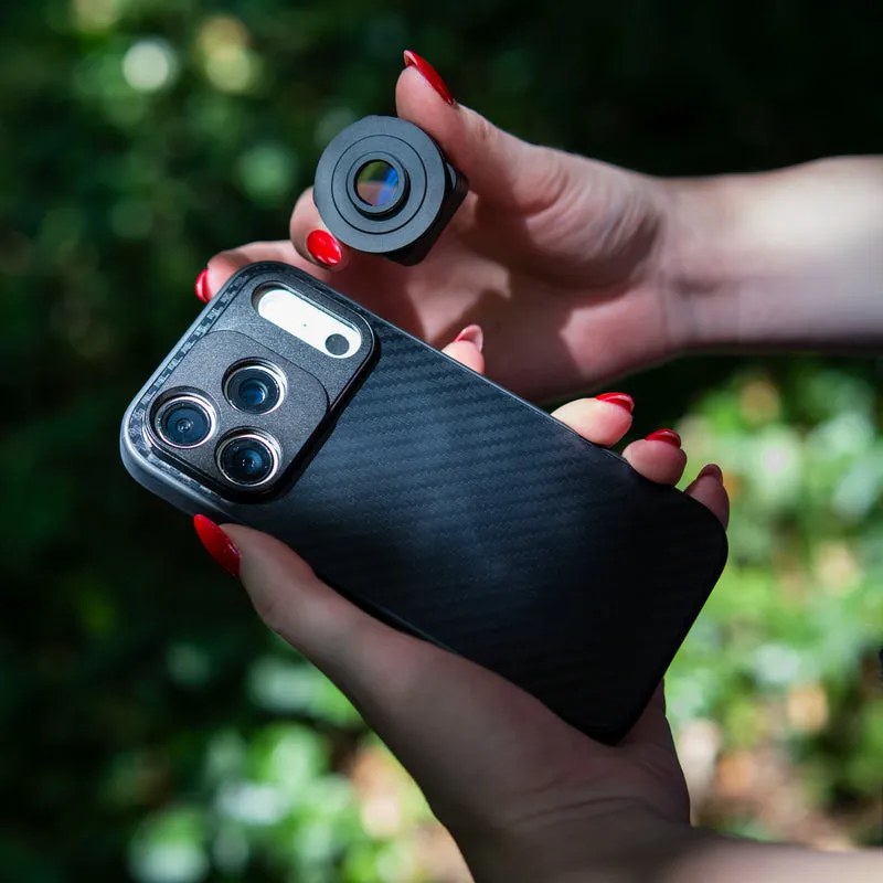 MOJOGEAR 17-mm-Objektivhülle für iPhone 16 Pro Max – Carbon
