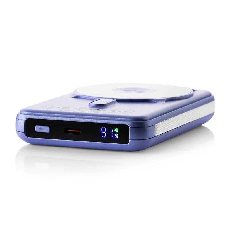 MOJOGEAR NovaMag All-in-1 Powerbank 10.000 mAh – Kabelloses Qi2 & integrierte Kabel – Lila