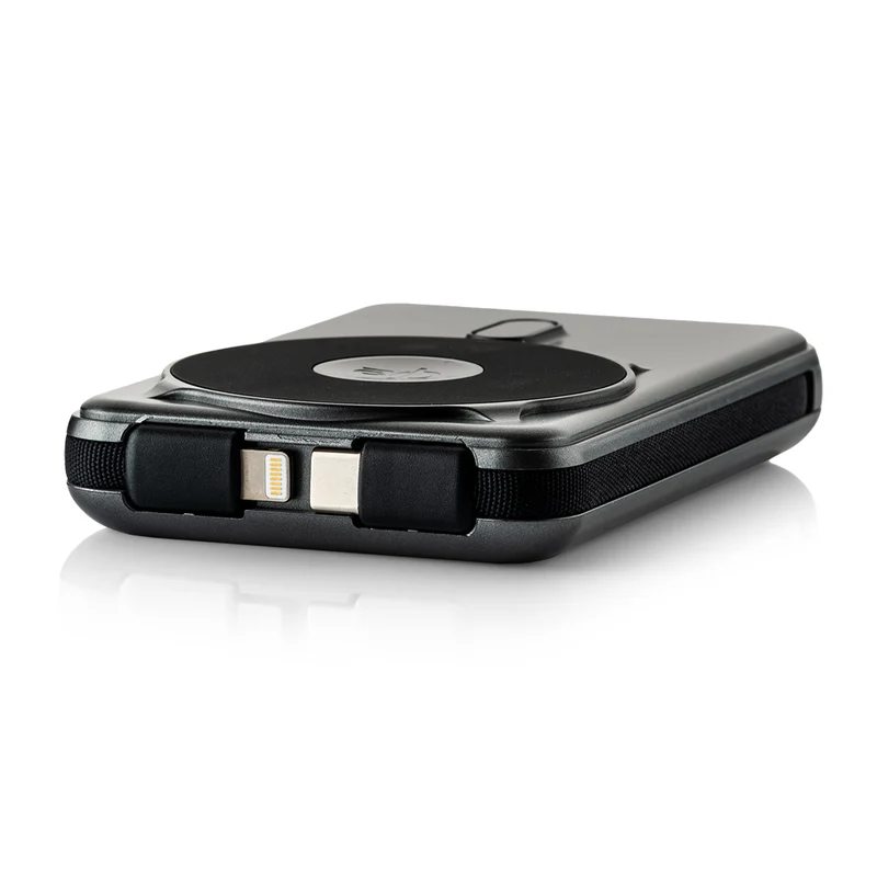 MOJOGEAR NovaMag All-in-1 Powerbank 10.000 mAh – Kabelloses Qi2 & integrierte Kabel – Grau