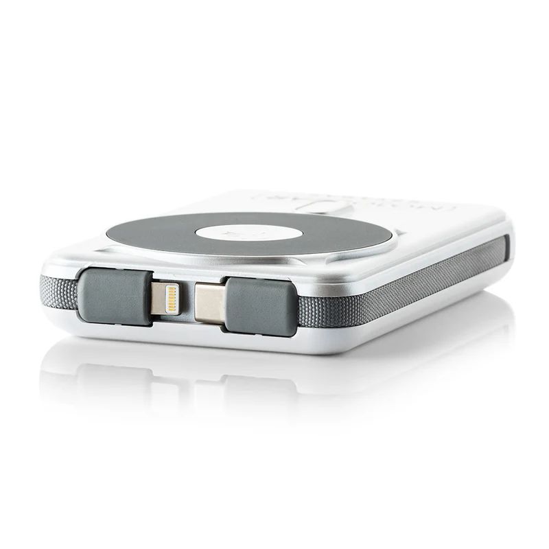 MOJOGEAR NovaMag All-in-1 Powerbank 10.000 mAh – Kabelloses Qi2 & integrierte Kabel – Weiß