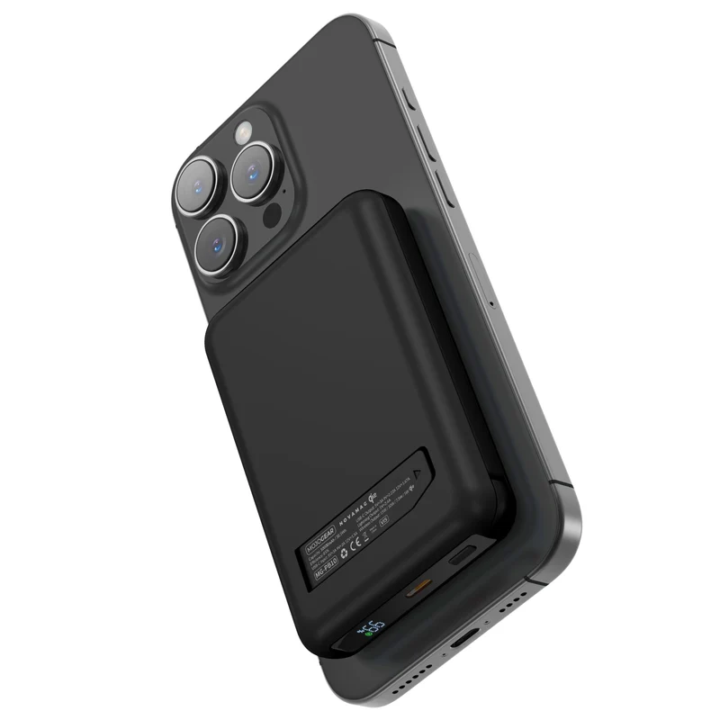 MOJOGEAR NovaMag All-in-1 Powerbank 10.000 mAh – Kabellos Qi2 & Integrierte Kabel – Schwarz