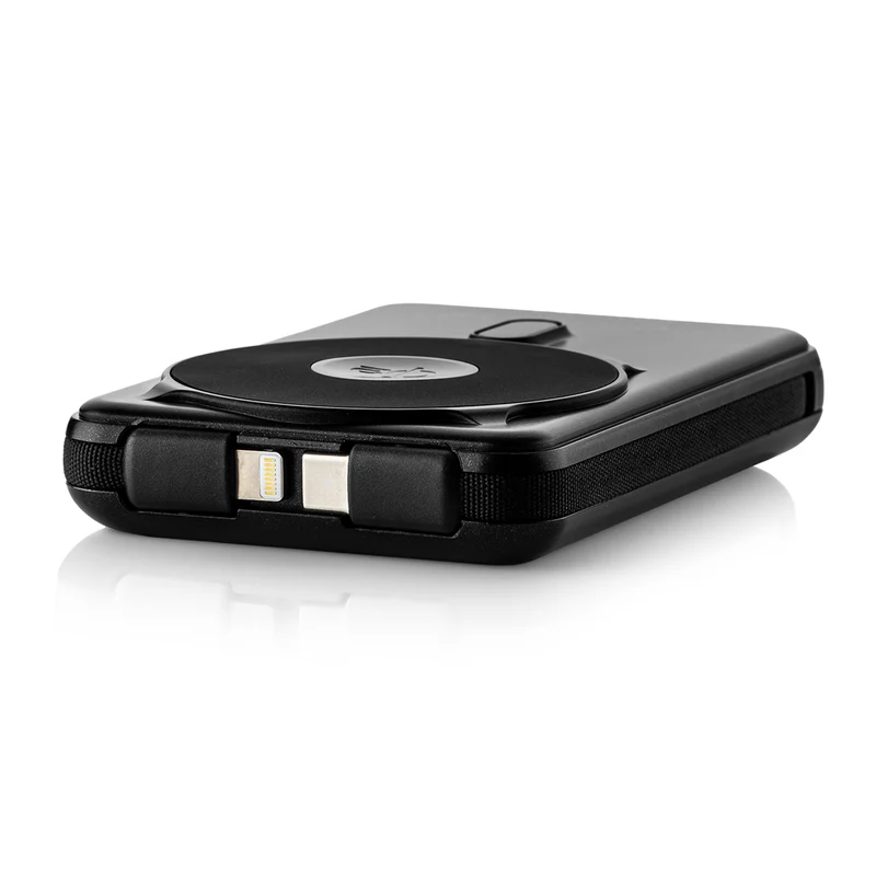 MOJOGEAR NovaMag All-in-1 Powerbank 10.000 mAh – Kabellos Qi2 & Integrierte Kabel – Schwarz