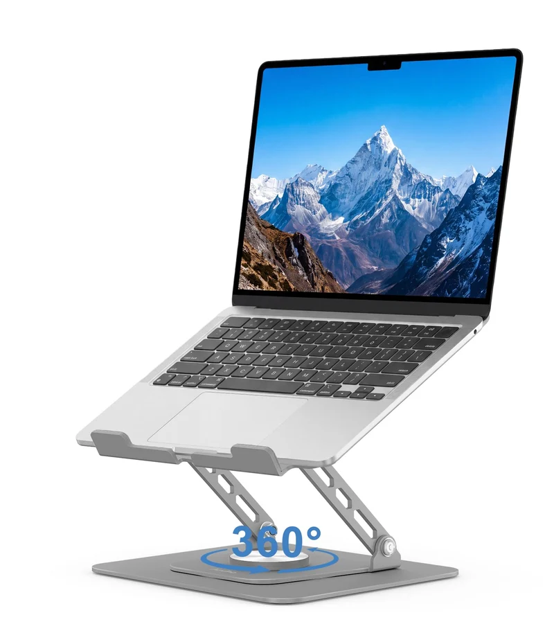Aoviho Adjustable Laptop Stand for Desk 360 Rotating Laptop Riser, Ergonomic Computer Stand Foldable Holder Compatible with Ma