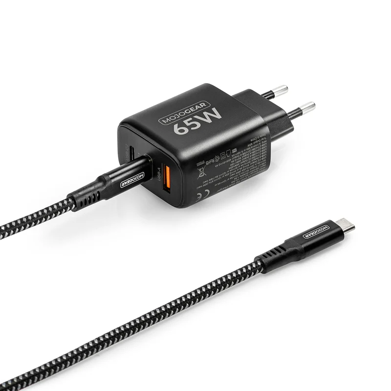 MOJOGEAR CHARGE+ 65W Schnellladegerät für iPhone & iPad mit 2x Lightning auf USB-C Kabel 1,5 Meter