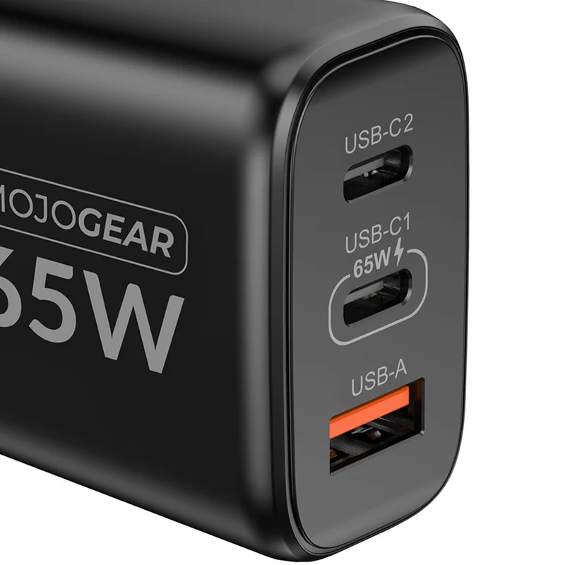 MOJOGEAR CHARGE+ 65W Schnellladegerät mit USB auf USB-C Kabel 3 Meter | Passend für Samsung/iPhone 15/16