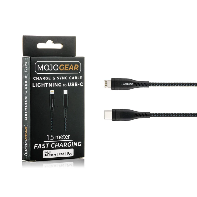 MOJOGEAR CHARGE+ 65W Ladegerät für iPhone & iPad mit Lightning auf USB Kabel 1,5 Meter | iPhone Schnellladegerät