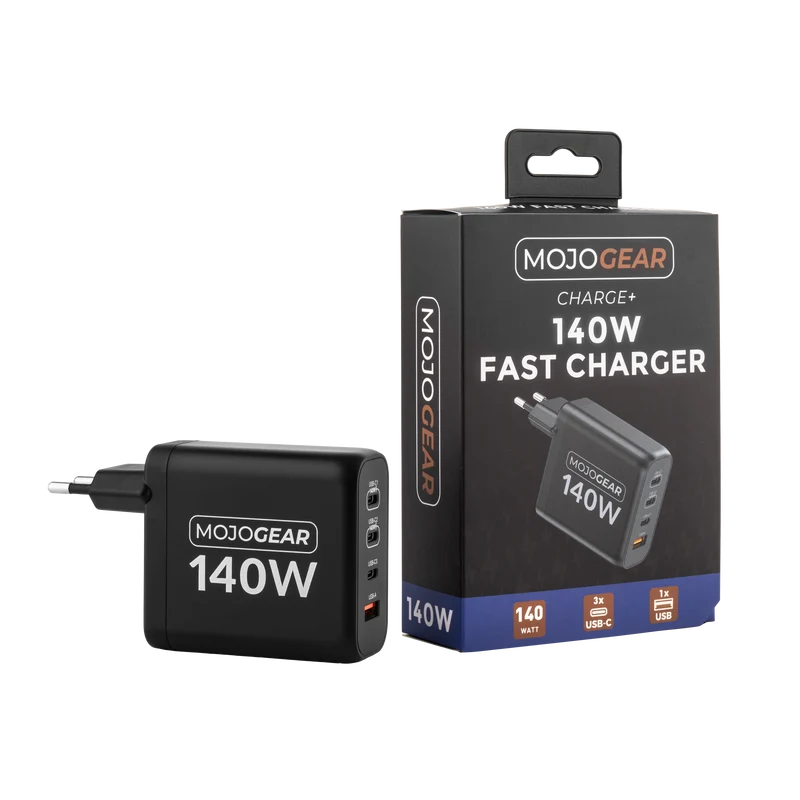 MOJOGEAR CHARGE+ 140-Watt-Ladegerät mit 4 USB/USB-C-Anschlüssen