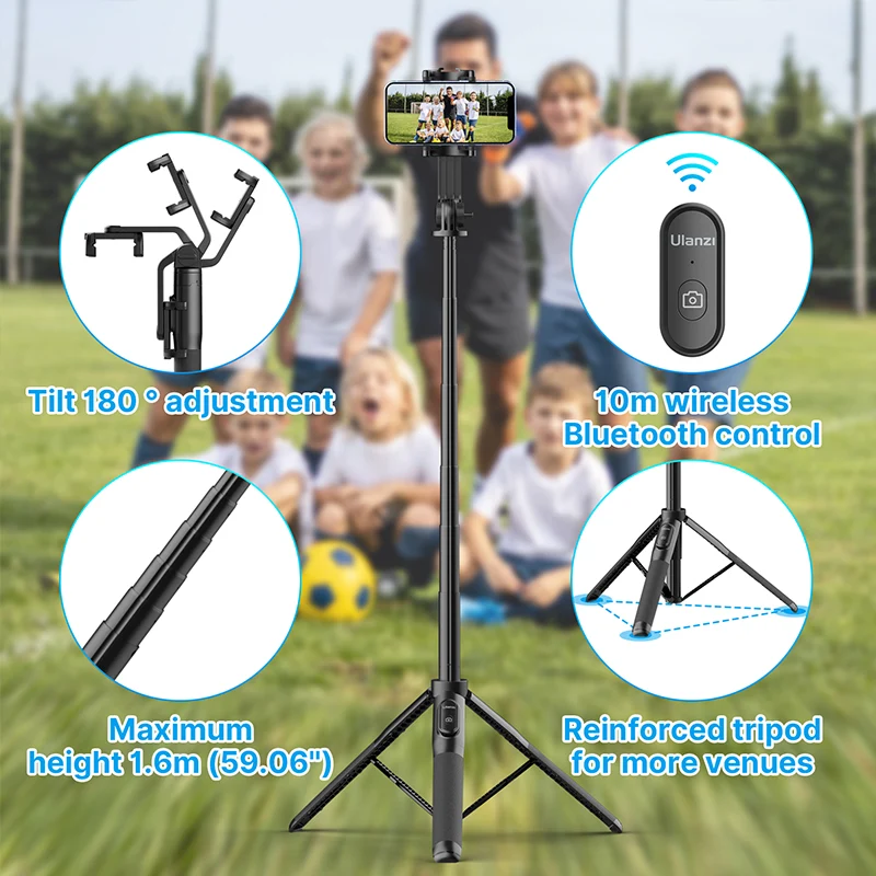 Ulanzi SK-03 Selfie Stick Stativ 1,6 m mit Bluetooth-Fernauslöser