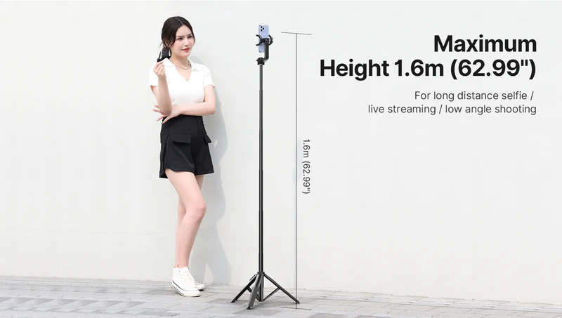 Ulanzi SK-03 Selfie Stick Stativ 1,6 m mit Bluetooth-Fernauslöser
