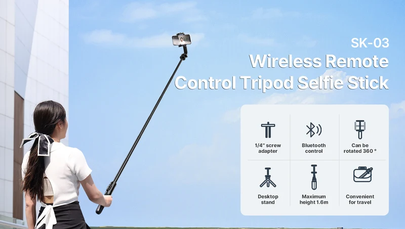 Ulanzi SK-03 Selfie Stick Stativ 1,6 m mit Bluetooth-Fernauslöser