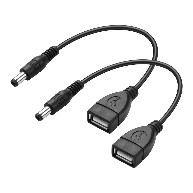 PNGKNYOCN DC 5.5 x 2.1mm Male to USB Female Converter Cable for Conversion Various DC and USB (2Pack
