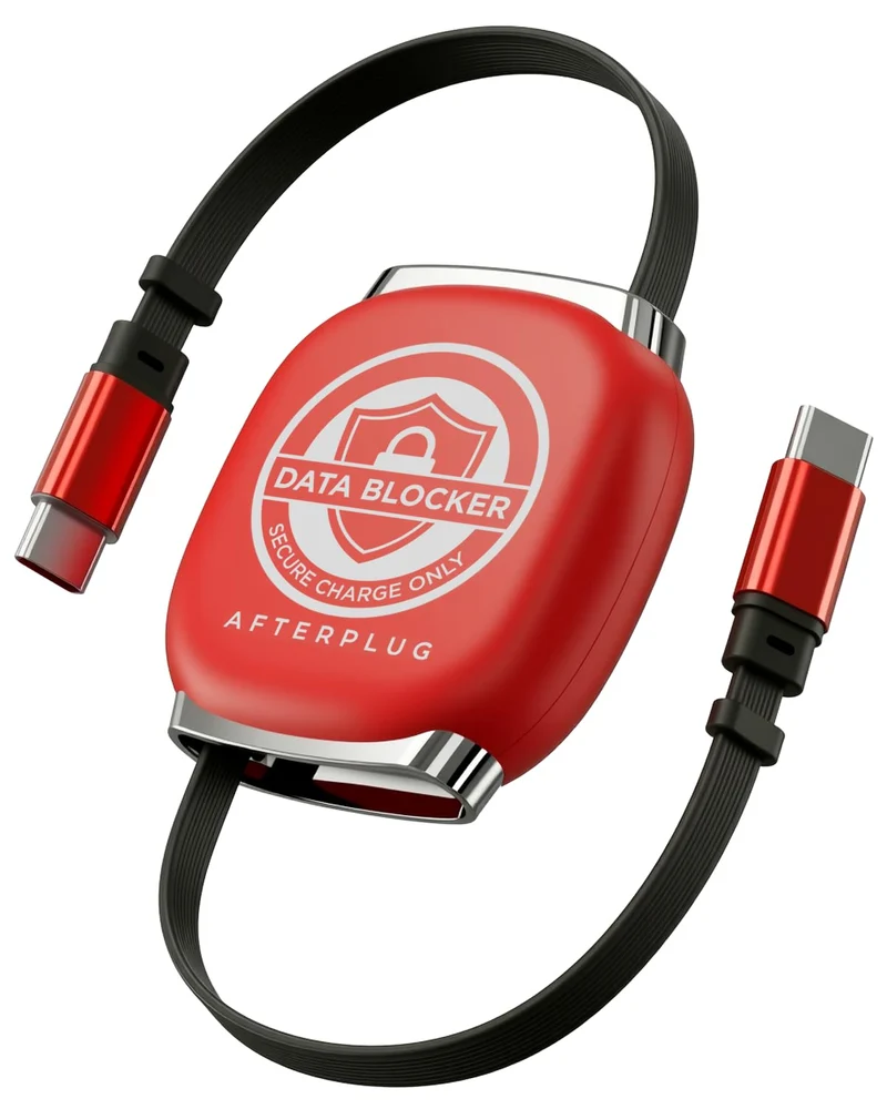 Afterplug Retractable USBC Data Blocker Cable, 240W Fast Charging, 3.3ft