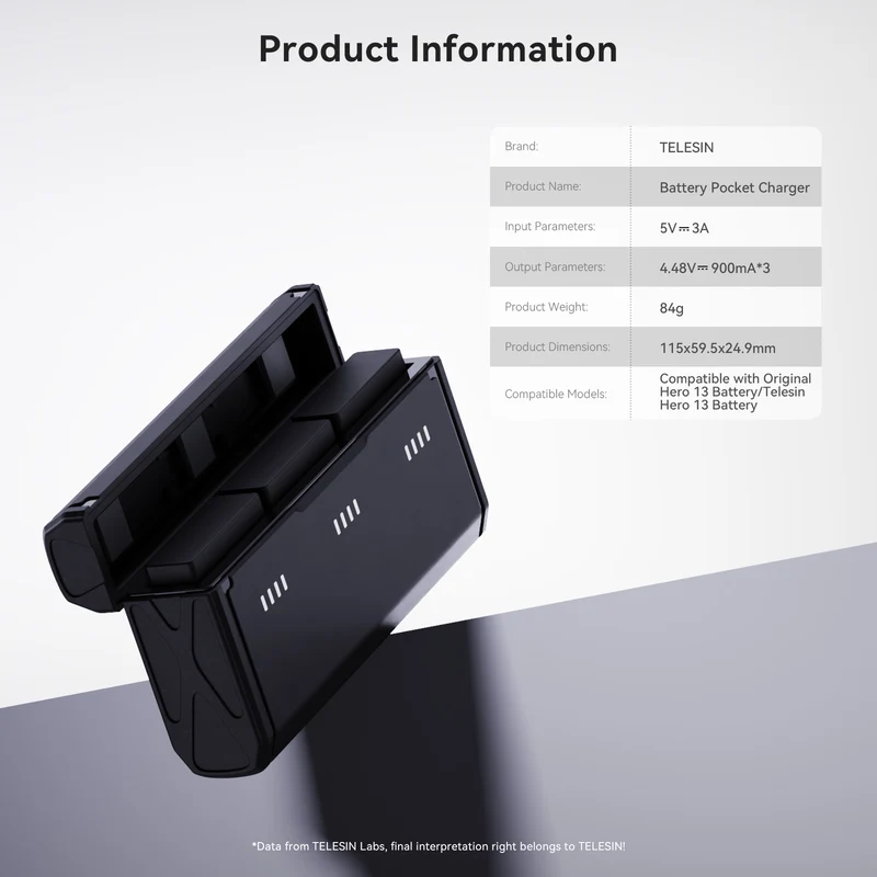 Telesin Pocket-Ladekoffer für GoPro Hero 13-Akkus