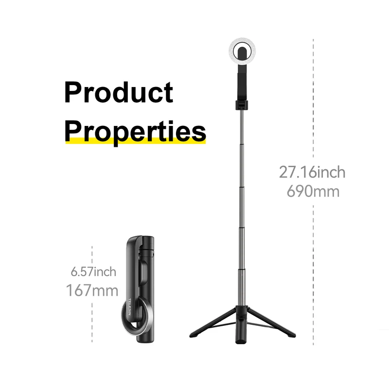 Telesin MINI Selfiestick-Telefonstativ – mit Magsafe und Fernbedienung
