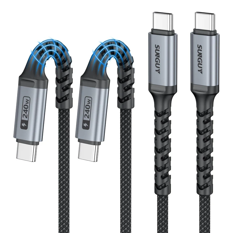 SUNGUY 240W C to C Cable Fast Charging, [2Pack, 3FT] USBC to USBC Cable