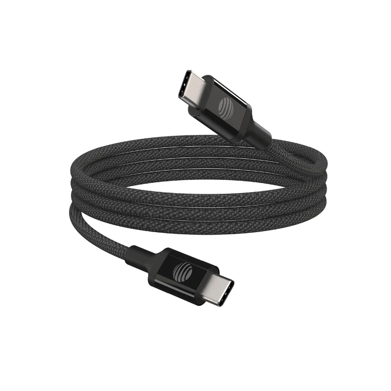 AT&T 4ft Braided USB C to USB C Cable 60W Fast Charging USB IF Black