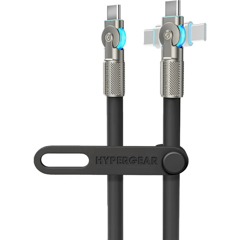 HyperGear USB C to USB C Cable (12FT) TypeC 100W Fast Charger Cable180 USB C Rotating Connectors Silicone Cord for iPhone, Andr