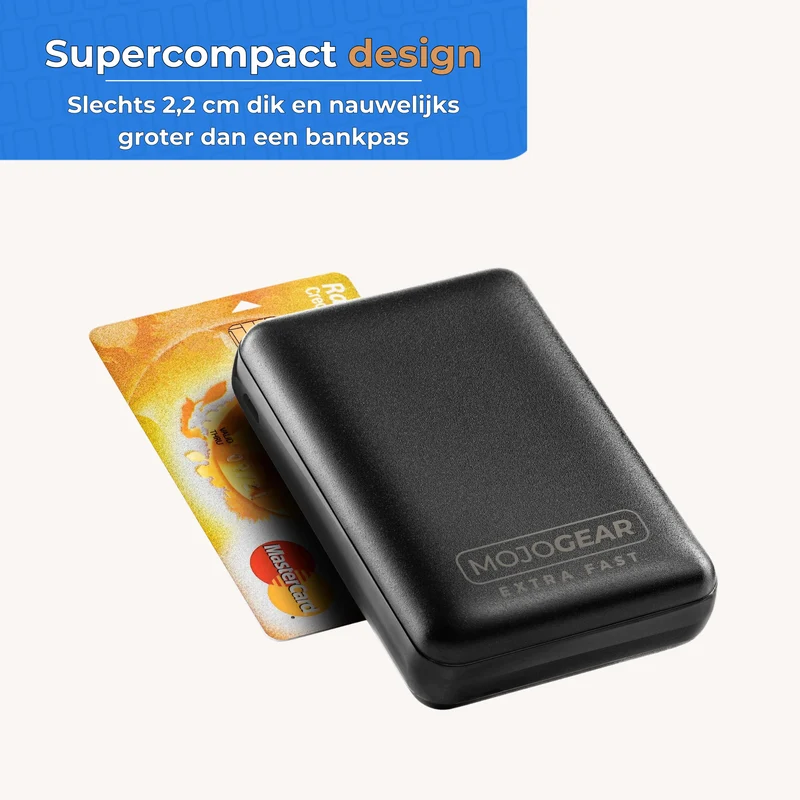 MOJOGEAR MINI EXTRA FAST 10.000 mAh Powerbank mit USB-C auf USB Kabel Extra Stark 1,5m