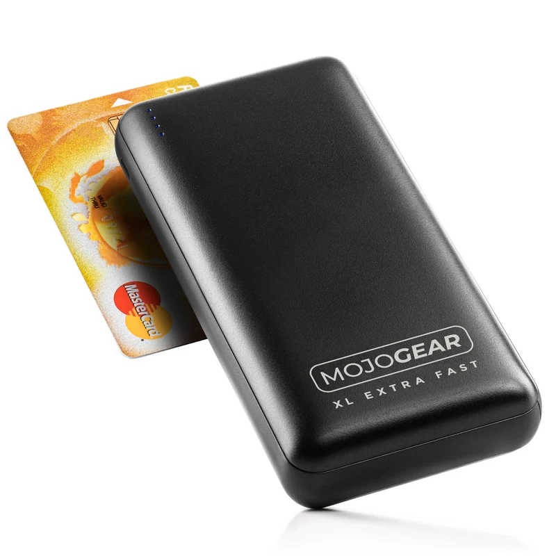 MOJOGEAR MINI XL 20.000 mAh EXTRA SCHNELLE Powerbank mit Apple Lightning auf USB Kabel Extra Stark