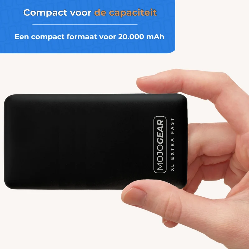 MOJOGEAR MINI XL 20.000 mAh EXTRA SCHNELLE Powerbank mit USB-C auf USB-C Kabel 100W USB 3.1 Extra Stark 1,5 m