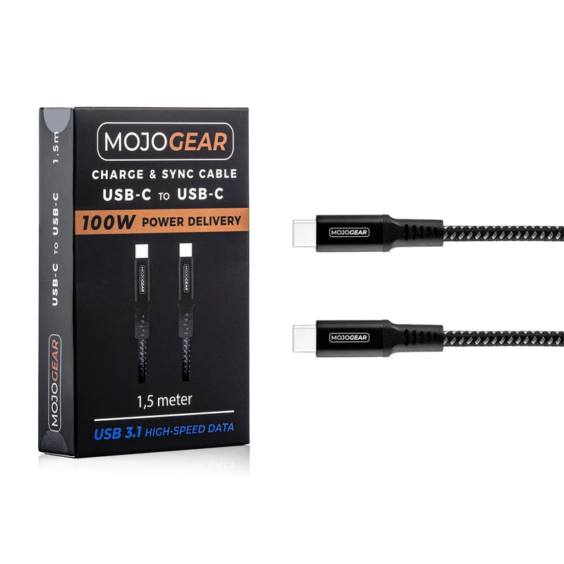 MOJOGEAR MINI XL 20.000 mAh EXTRA SCHNELLE Powerbank mit USB-C auf USB-C Kabel 100W USB 3.1 Extra Stark 1,5 m