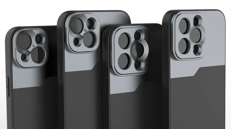 MOJOGEAR 17-mm-Objektivhülle für iPhone 13 und 14 – Schwarz/Grau – iPhone 13 Pro Max