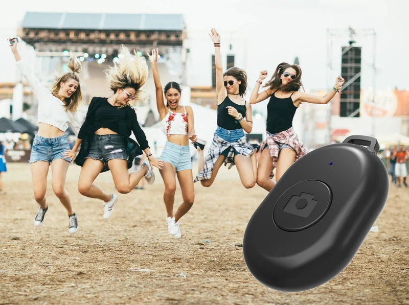 Bluetooth remote shutter afstandsbediening voor smartphone camera - Mini - Zwart