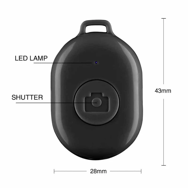 Bluetooth remote shutter afstandsbediening voor smartphone camera - Mini - Zwart