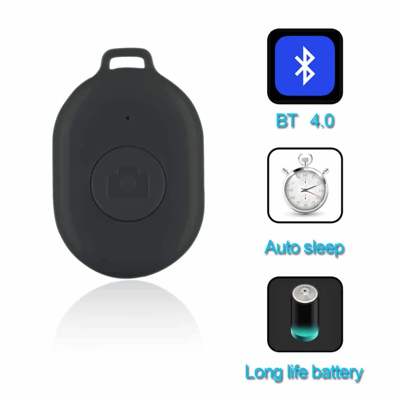 Bluetooth remote shutter afstandsbediening voor smartphone camera - Mini - Zwart