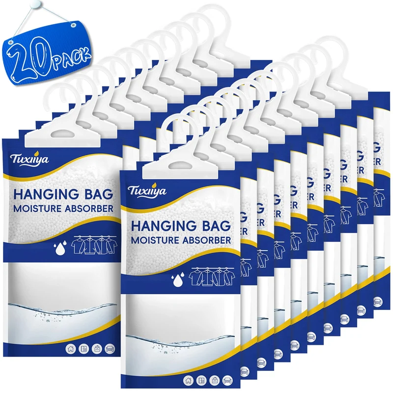 20 Pack Moisture Absorbers Packets,Hanging Closet Dehumidifier Bags