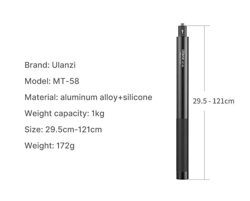 Ulanzi MT-58 Unsichtbarer Selfie-Stick für Insta360 - 121cm